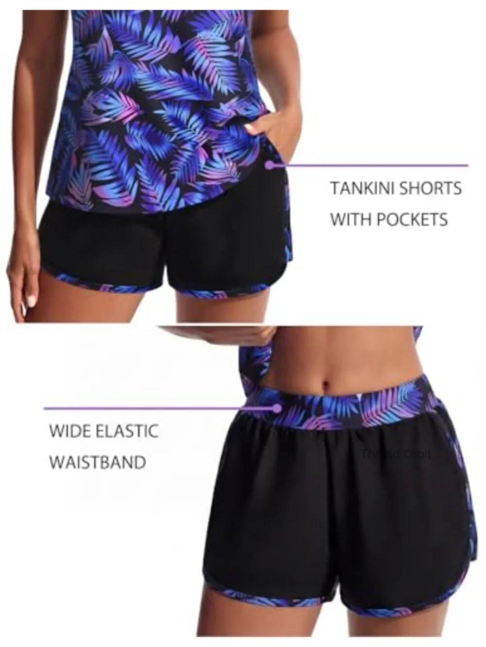 Women's Tankini Swimsuits Tummy Control Athletic Two Piece Swim Shorts